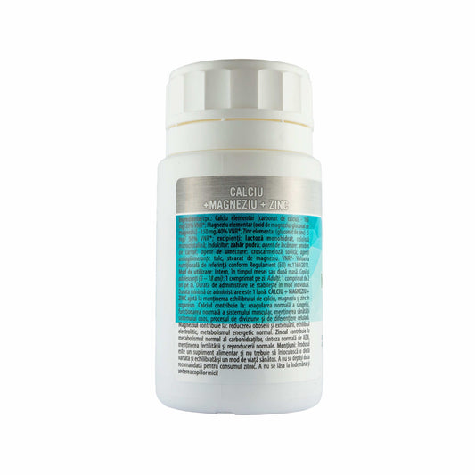 Calciu + Magneziu + Zinc - Menține echilibrul mineral al organismului, 60 comprimate
