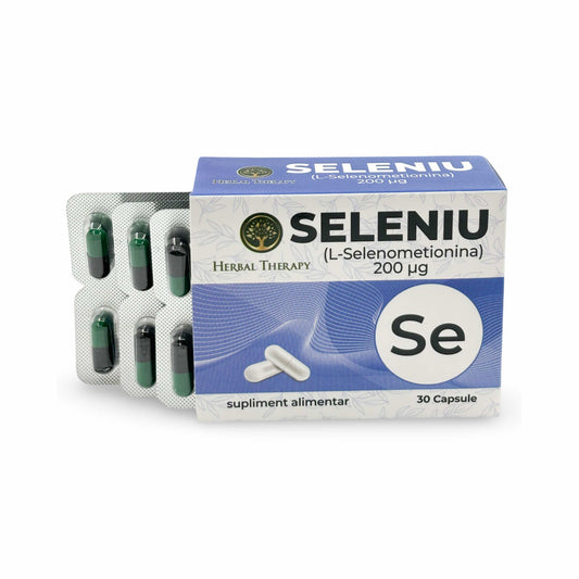 Seleniu (L-Selenometionina) 200 µg - Sprijină sănătatea tiroidiană și fertilitatea, 30 capsule