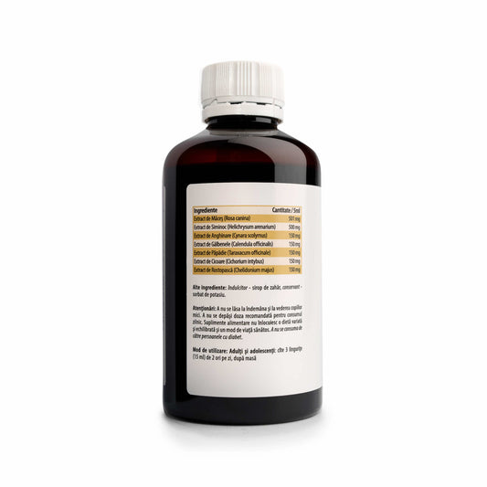 Sirop pentru Ficat Sănătos, Imuno Hepatic - Siminoc, Rostopască, Păpădie, 200 ml