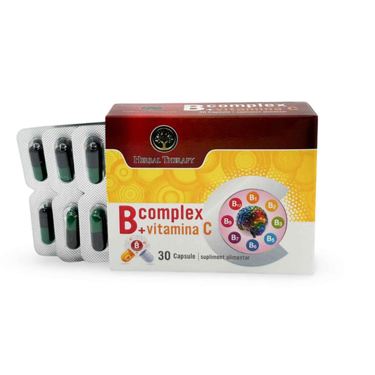 Vitamina B Complex + C - Îmbunătățește funcția sistemului nervos, 30 capsule