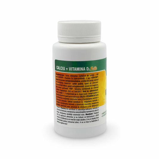 Calciu + Vitamina D3 Forte - Întărirea oaselor și dinților și Prevenirea osteoporozei, 60 Comprimate
