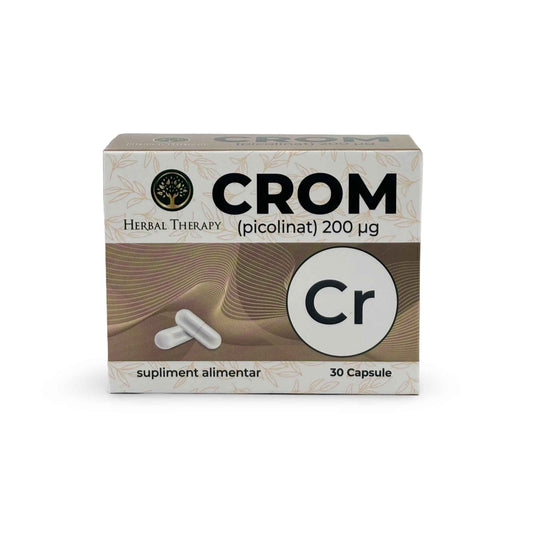 Crom (Picolinat) 200 µg - Reglează glicemia și controlul greutății, 30 capsule