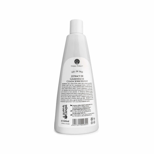 Gel de Dus Calmare Piele Sensibilă - Extract de Gălbenele, Coada Șoricelului și Ulei de Cânepă, 500 ml