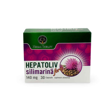 Hepatoliv Silimarina Forte 140 mg - Protejează ficatul și Stimulează regenerarea hepatică, 30 capsule