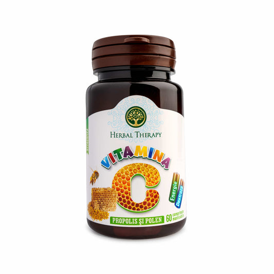 Vitamina C 100 mg, cu Propolis și Polen, 60 comprimate masticabile