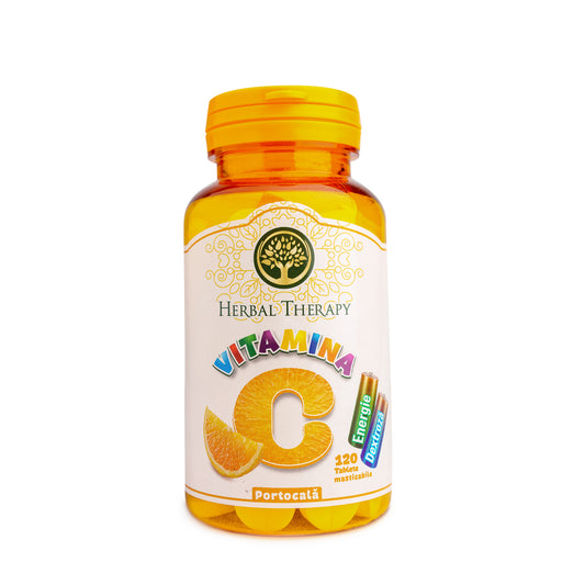 Vitamina C 100 mg cu Glucoză și Aromă de Portocale, 120 comprimate masticabile